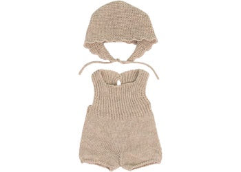 Knitted Doll Outfit 38cm - Romper & Bonnet