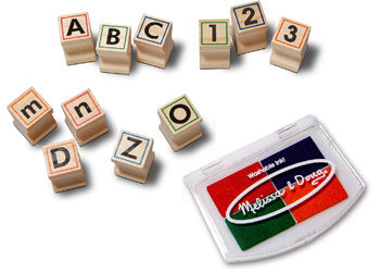 Deluxe Wooden ABC-123 Stamp Set