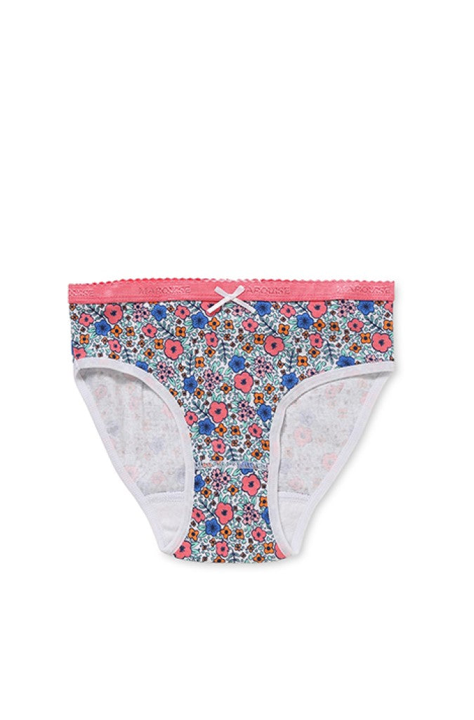 Pink Spot Floral Girls 2 Pack Underwear