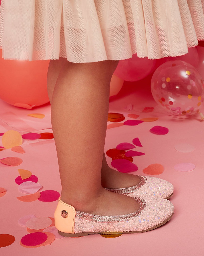 Poppies Catie Ballet - Peach Glitter Combo