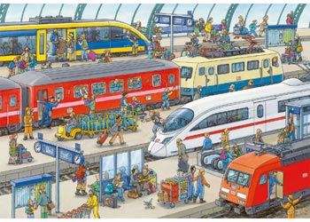 Busy Train Station Puzzle 2x24pc